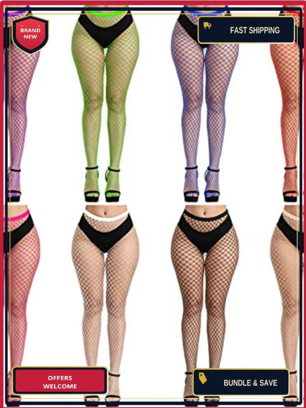 Fishnet Thigh High Tights High Waist Pantyhose Nylon Spandex Hosiery